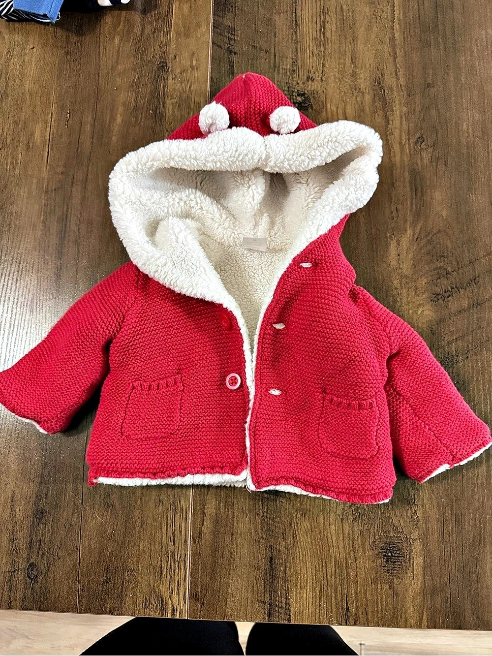 Carter's Baby Sherpa-Lined Cardigan Baby Hooded Jacket in Red & White Size 3M